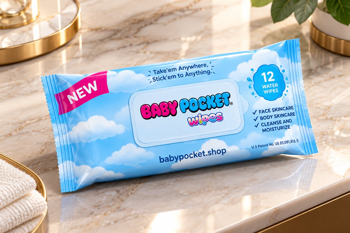Baby Pocket Wipes pack of 12 water wipes: Take’em Anywhere, Stick’em to Anything