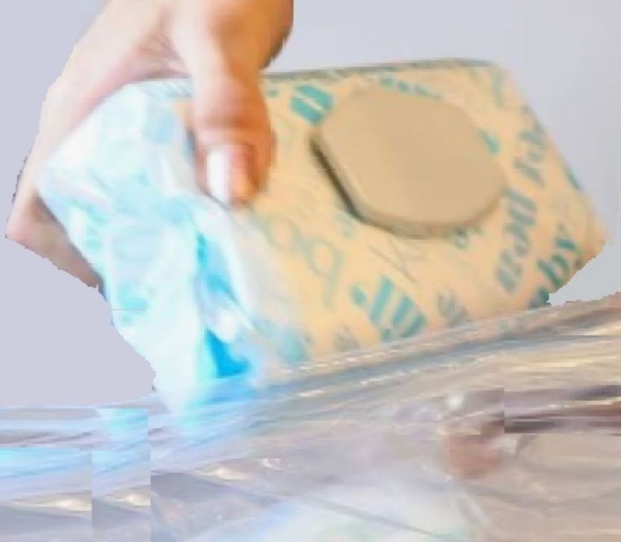 Wipes pack sealed in a plastic bag
