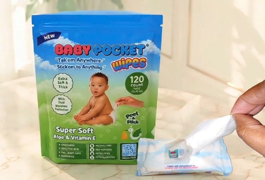 Pulling a Baby Pocket wipe with one hand