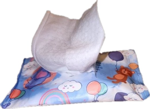 A single wipe pulled from a Baby Pocket pack